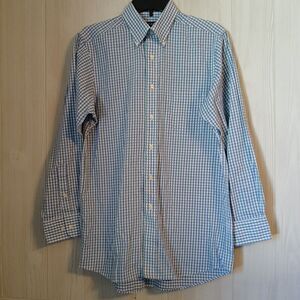 Chaps Men's Size M Long Sleeve Button-Down Shirt Blue Checkered Wrinkle Free
